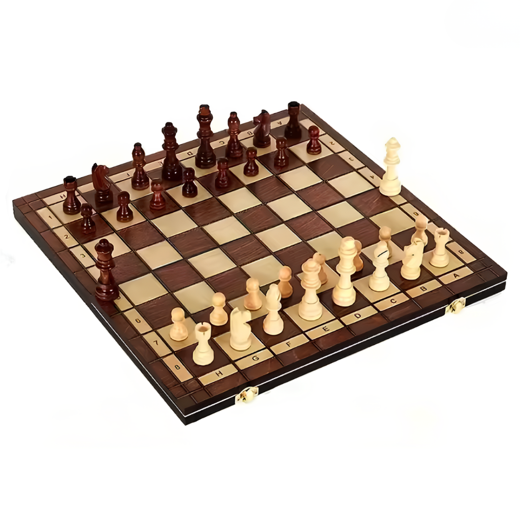 Schach-Set aus Holz klappbar 44 cm