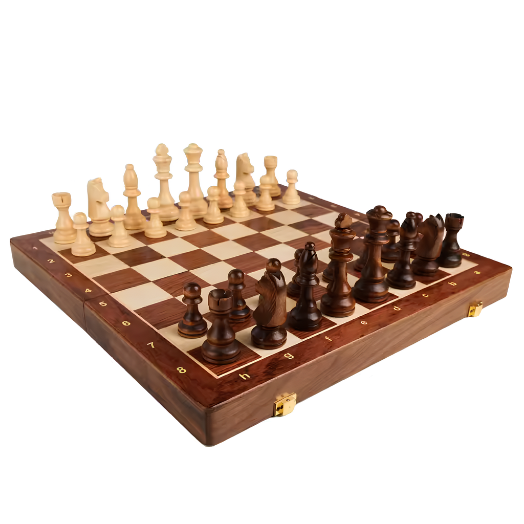 Schach-Set aus Holz klappbar