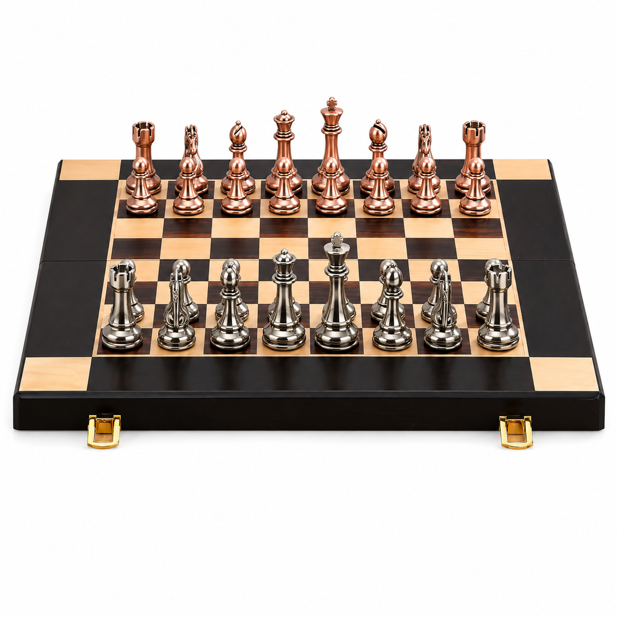 Schach-Set aus Metall und Ebenholz