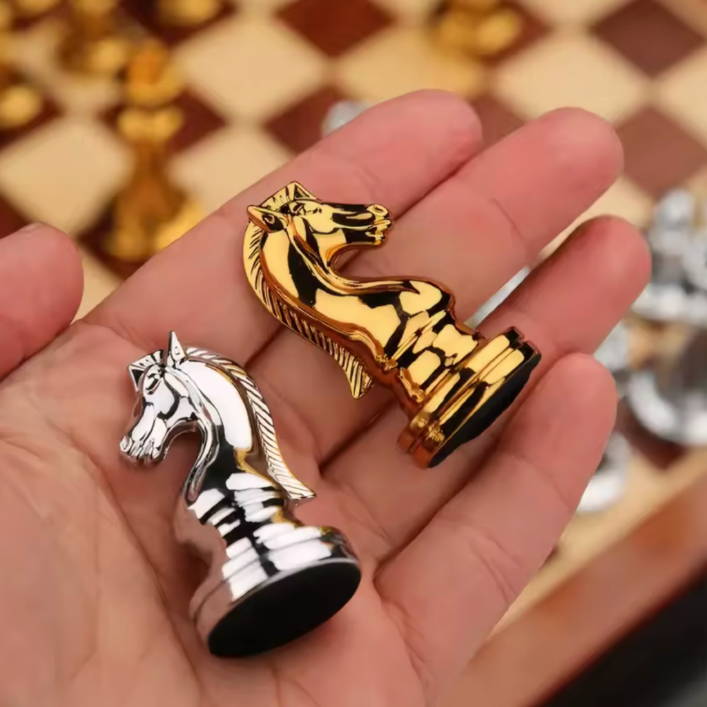 Schach-Set Holz und Zink