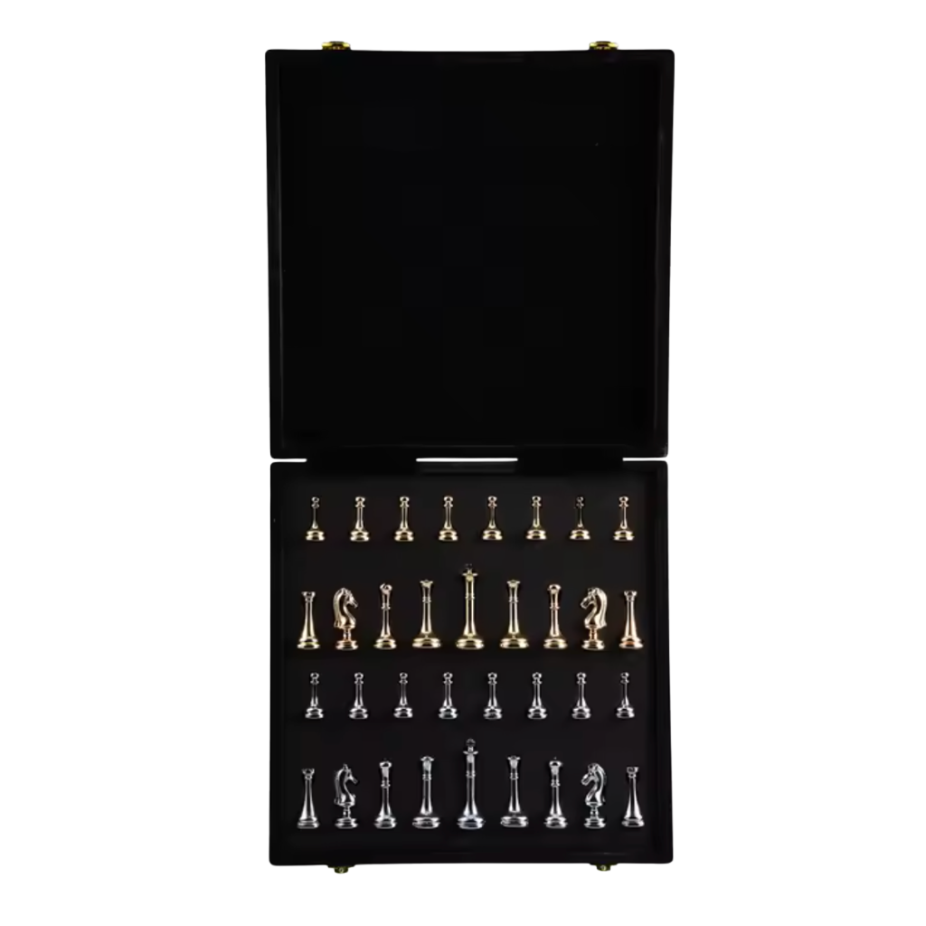 Schach-Set klappbar 29 cm Zinkfiguren