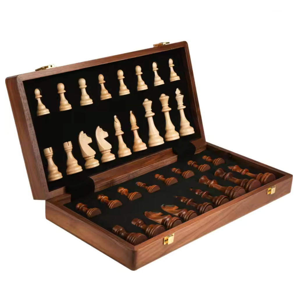 Schachspiel Holz mit Metallverschluss